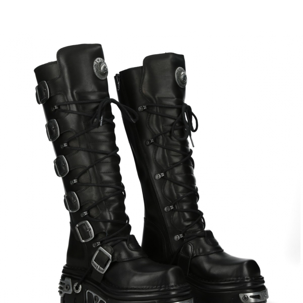 Stylish Black Lace-Up Platform Boots